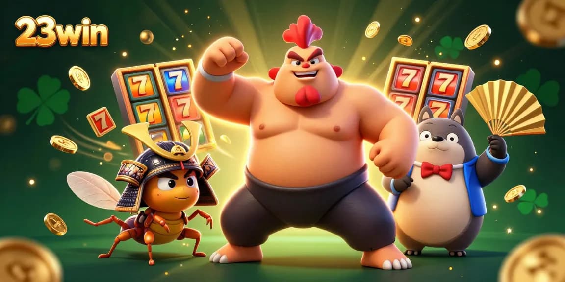 Score big with 23win as animated characters celebrate wins in an engaging casino scene.