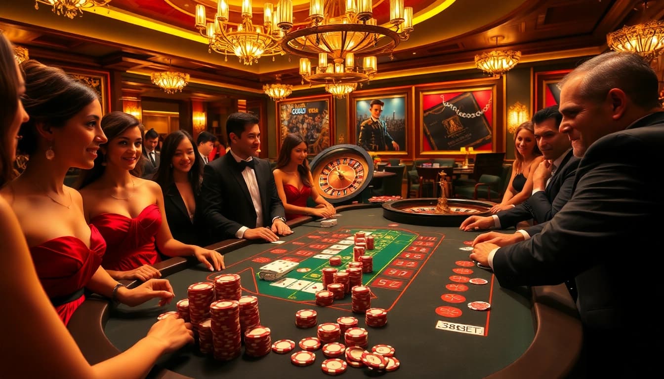 Players at the 388bet poker table strategizing during an exciting game night.