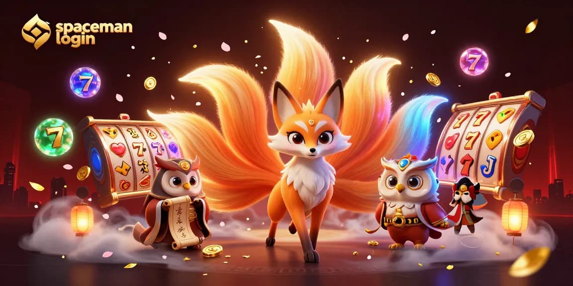 Win big with spaceman login in this vibrant and dynamic online casino illustration featuring slots and characters.