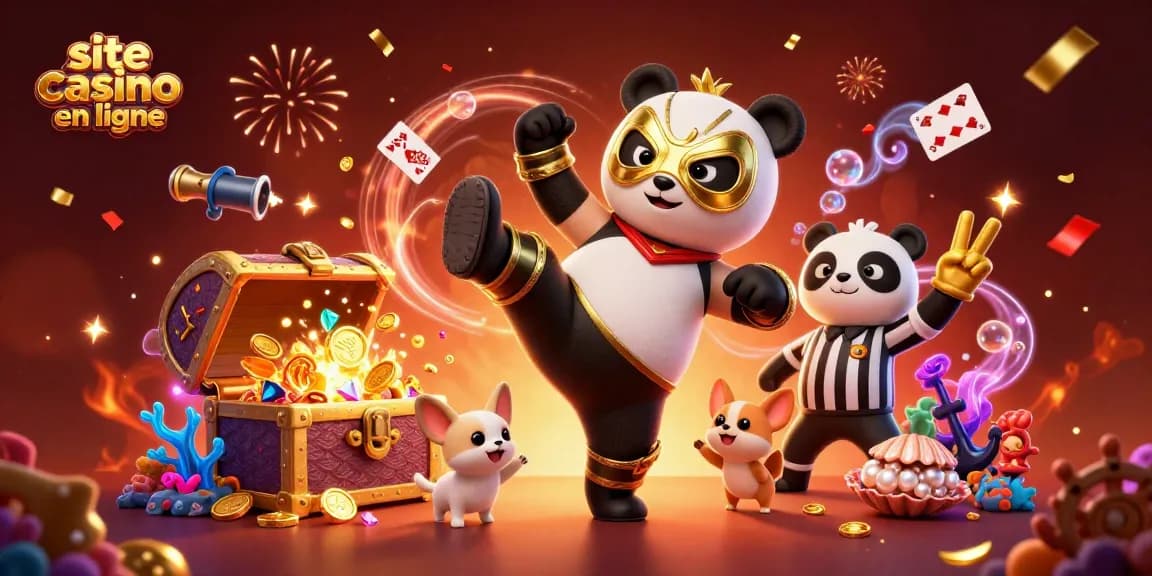 Découvrez les sensations du site casino en ligne avec un panda lutteur et des animaux en fête !