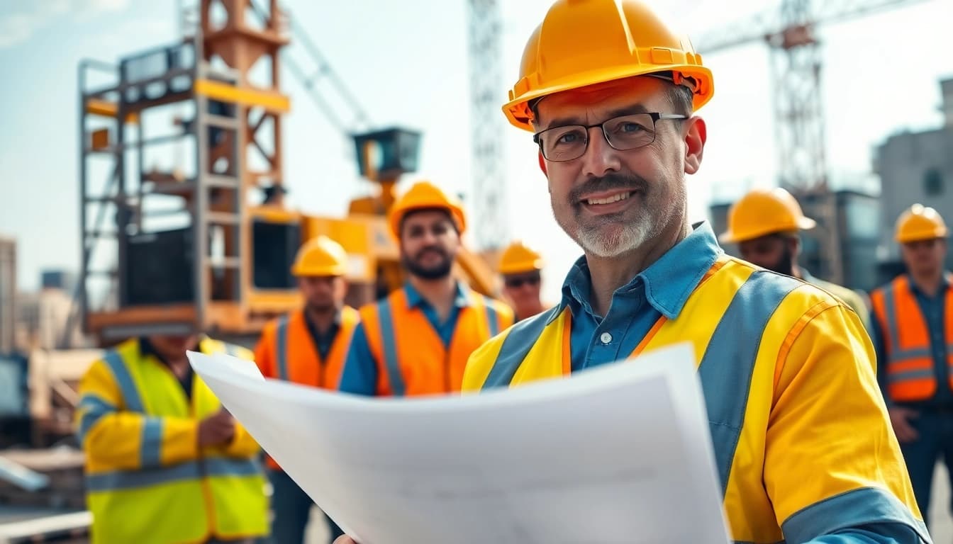 Manhattan General Contractor leading a construction team at a vibrant job site.