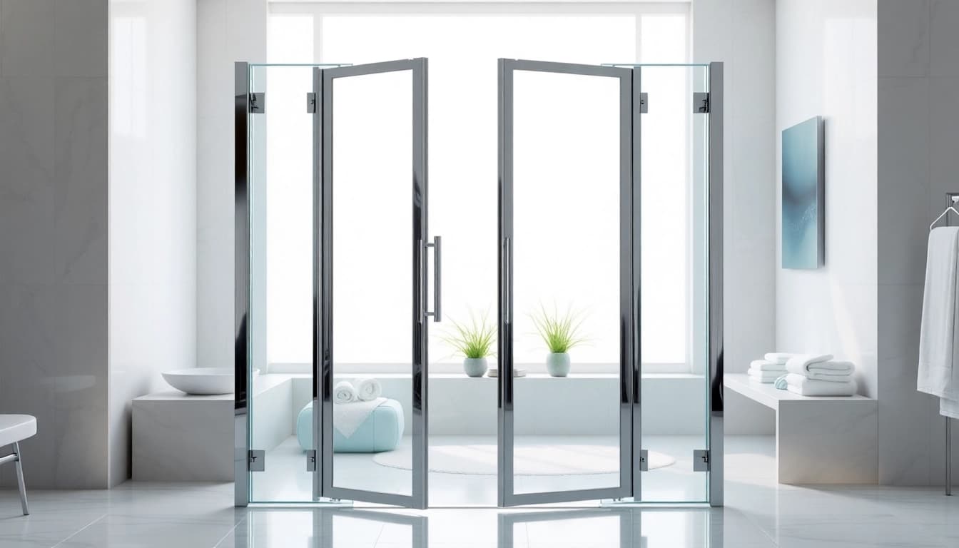 Showcasing elegant sunney shower doors in a luxurious bathroom setting.