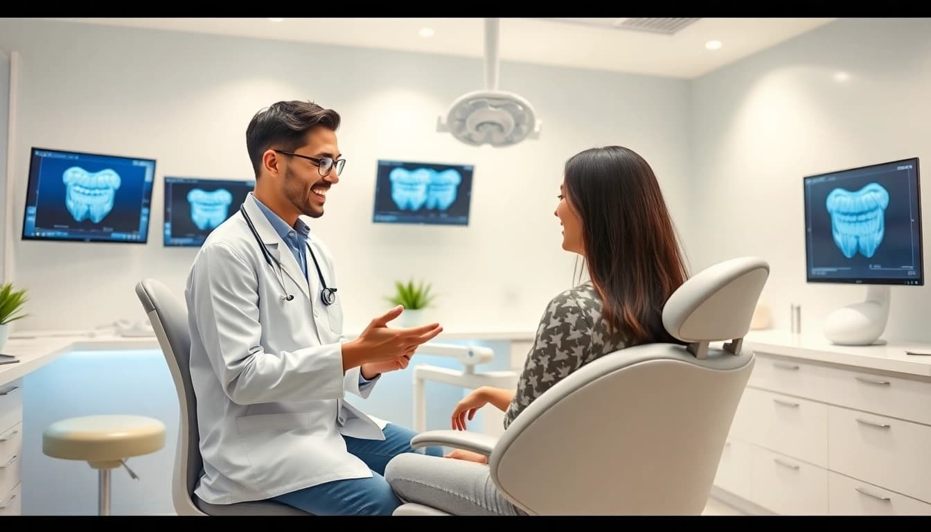Invisalign treatment in Kuala Lumpur discussed in a modern dental clinic setting with a friendly orthodontist.