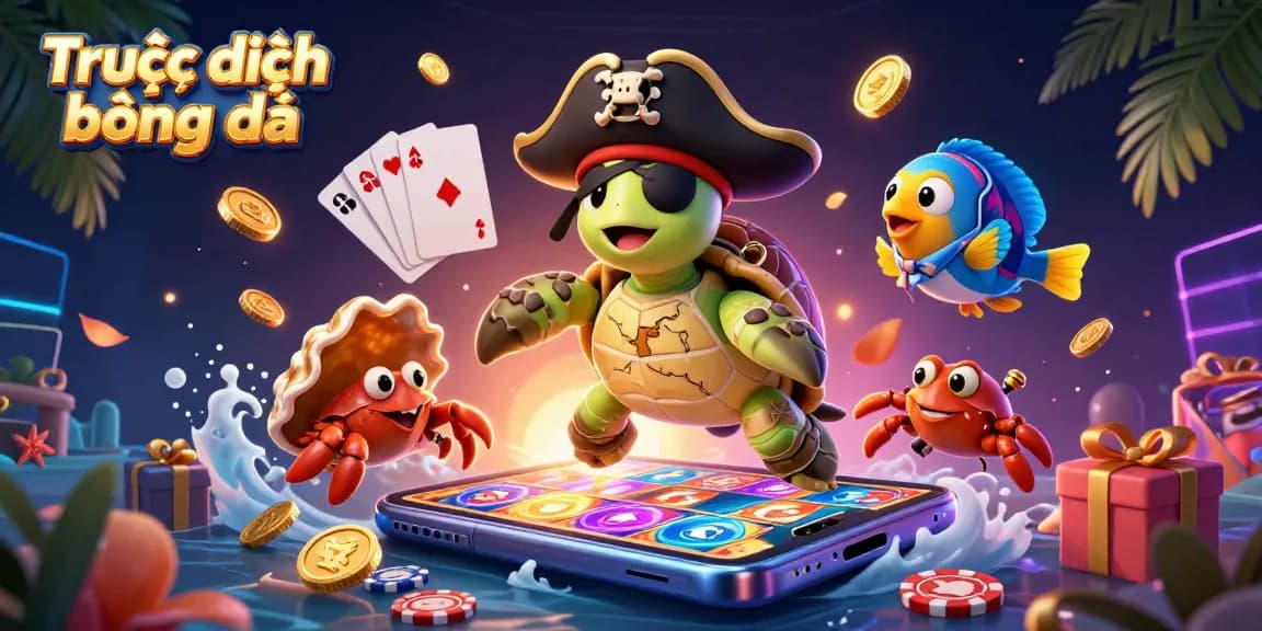 Experience Trực tiếp bóng đá with an exciting 3D rendering of gaming elements and characters.