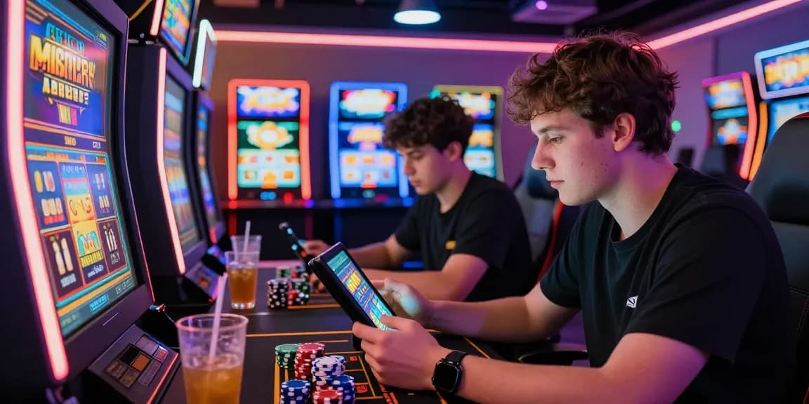 Engaging atmosphere of slot deposit 5000 gaming, players focused on machines in vibrant casino setting.