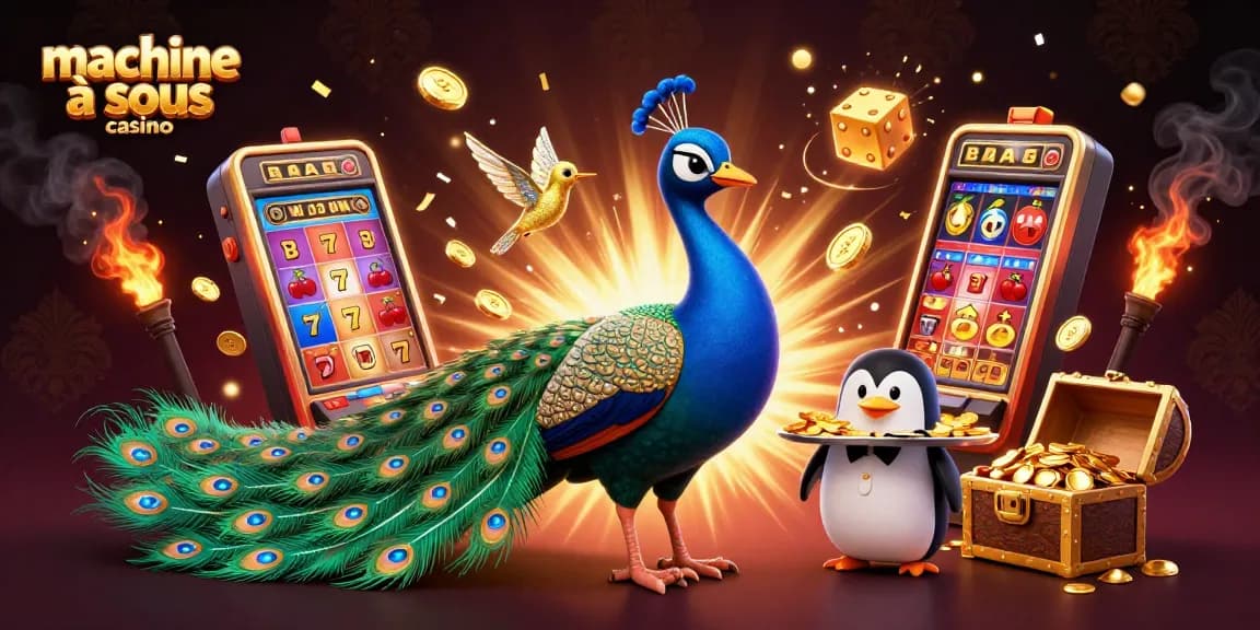 Jouez à machine à sous casino avec un flamant royal et des pépites dorées dans une illustration 3D riche.