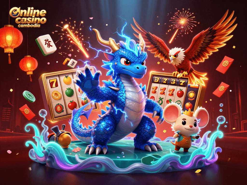Experience thrilling action at the Online casino cambodia with vibrant slot-themed illustration.