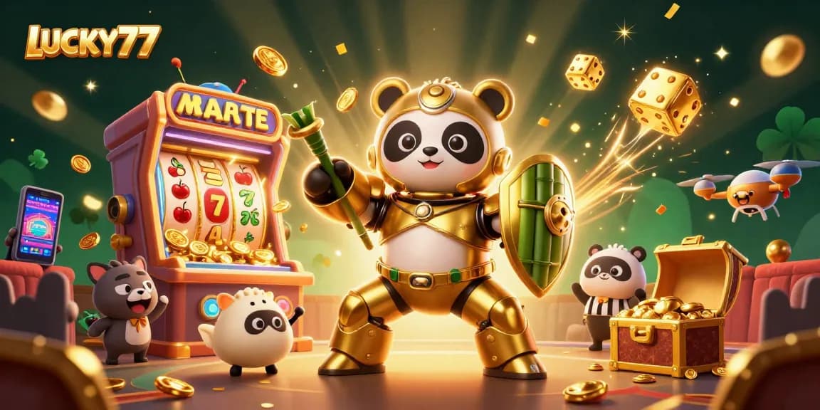 Experience excitement with LUCKY77 in an animated casino showdown filled with dazzling games and vibrant characters.