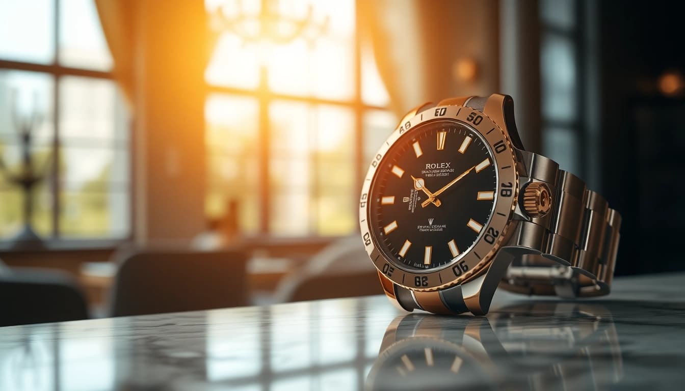 Showcase of a stunning rolex replica highlighting its intricate details and luxurious design.