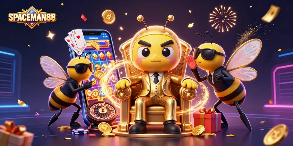 Experience SPACEMAN88 with vibrant slot games and winning dynamics in this colorful digital illustration.