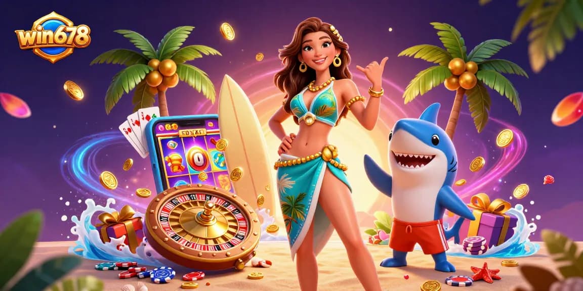 Win678 casino thrills, enjoy vibrant slots and roulette in lush tropical setting.