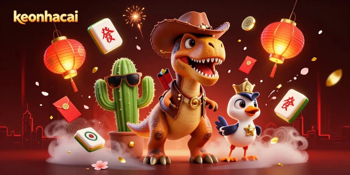 Engage in thrilling bets at keonhacai while surrounded by festive gaming elements and dynamic characters.