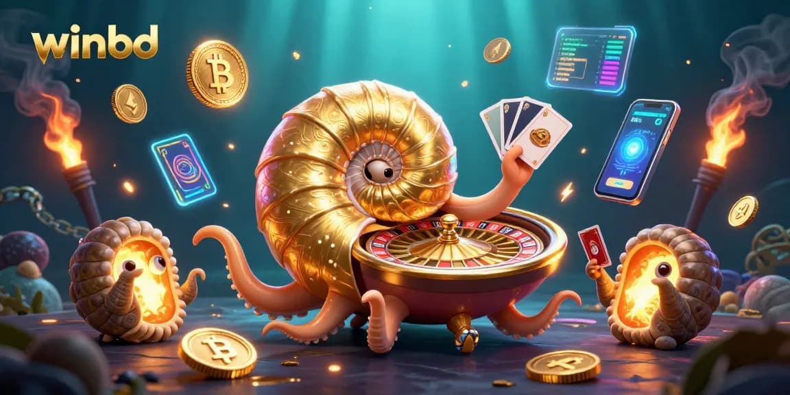 Experience exciting betting opportunities with winbd in a vibrant 3D casino world illustration.