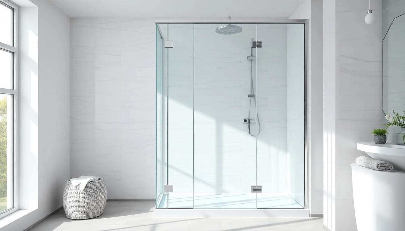 Duschkabine 90x90 komplett in moderner Badezimmergestaltung mit eleganten Details und frischer Atmosphäre.