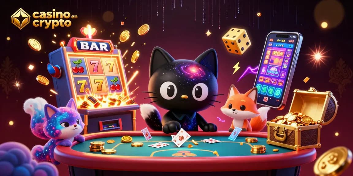 Jouez à des jeux captivants dans un casino en crypto animé avec des personnages fantastiques.