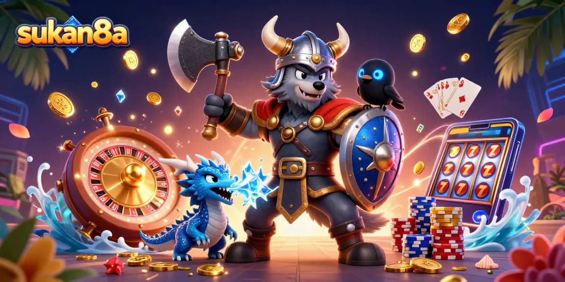 Sukan8a offers thrilling casino adventures with energetic Viking characters and rich gaming visuals.