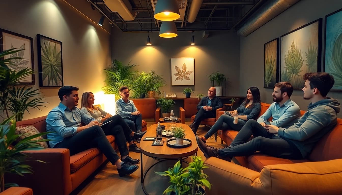 Erlebe eine entspannte Atmosphäre im cannabis club hamburg mit unterschiedlichen Gruppen von Nutzern.
