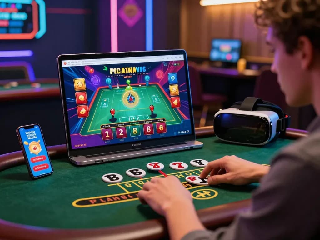 Engaged player enjoying a 바카라사이트 live game with vibrant casino atmosphere and exciting graphics.