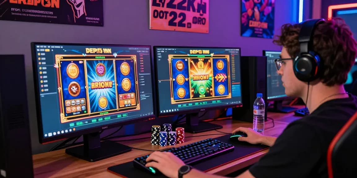 Engaging online gaming setup showcasing slot depo 1k experience with vibrant graphics.