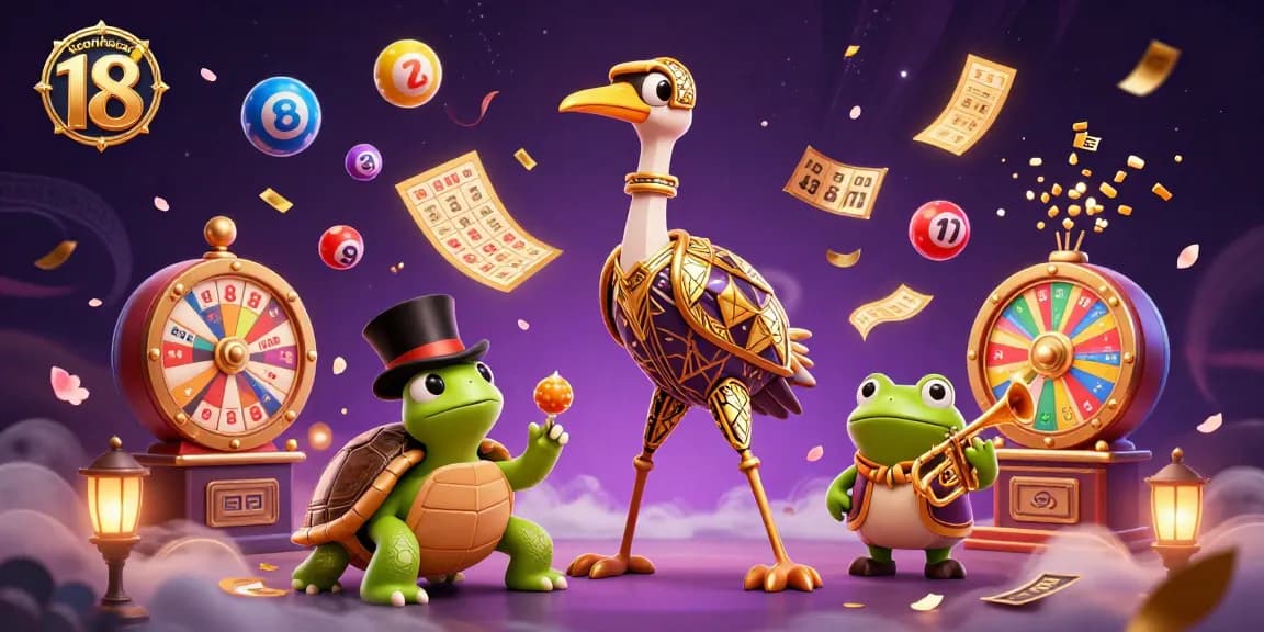 Engage in exciting games at keonhacai 18, showcasing vibrant lottery elements and whimsical 3D characters.