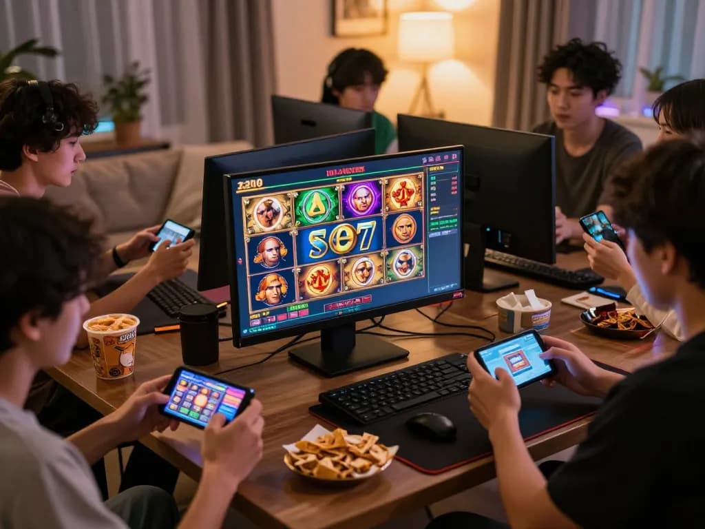 Engaging in Alexis77 slot gameplay on mobile devices during a fun home gaming session