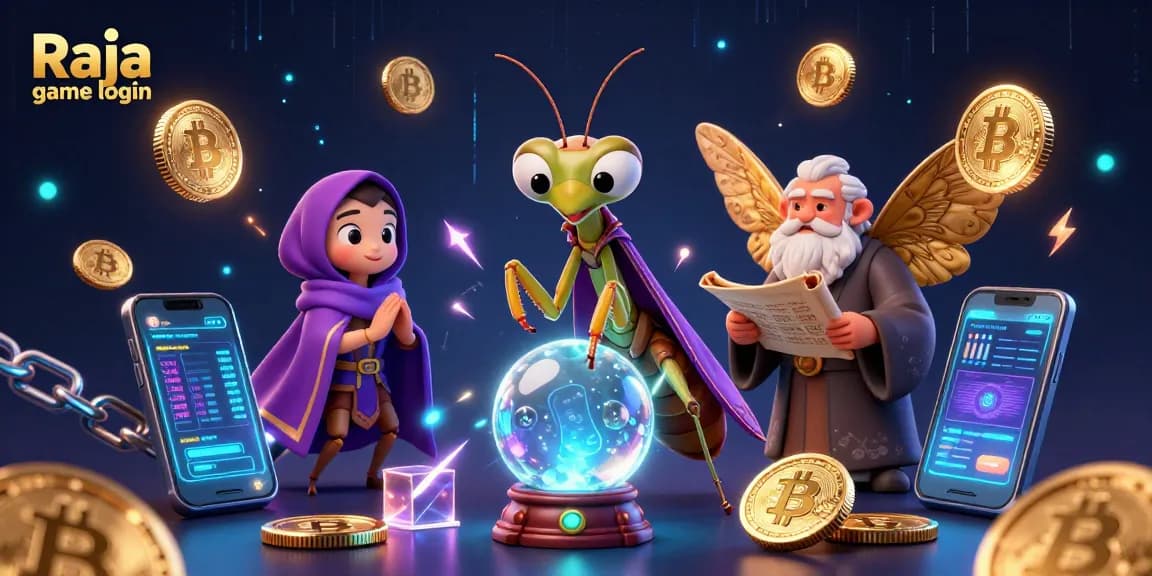 Engage in the best Raja game login experience with mystical characters and crypto elements.