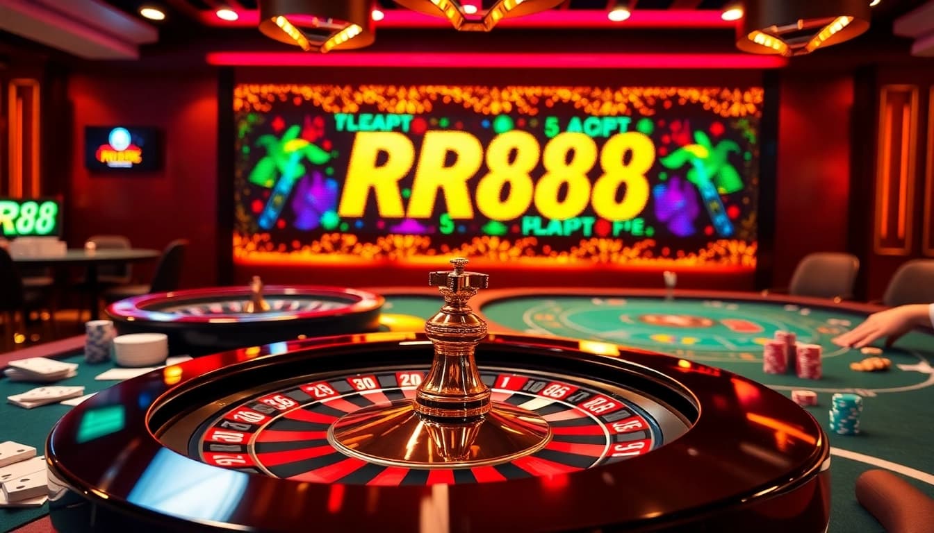 Experience the excitement of RR88 with vibrant casino tables and engaging gameplay.