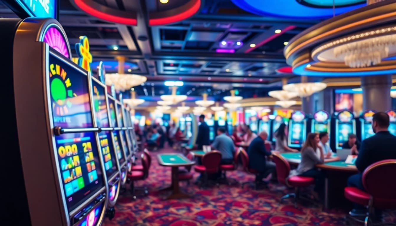 Rayakan kemenangan di bbni4d dengan mesin slot penuh warna dan suasana kasino yang hidup.