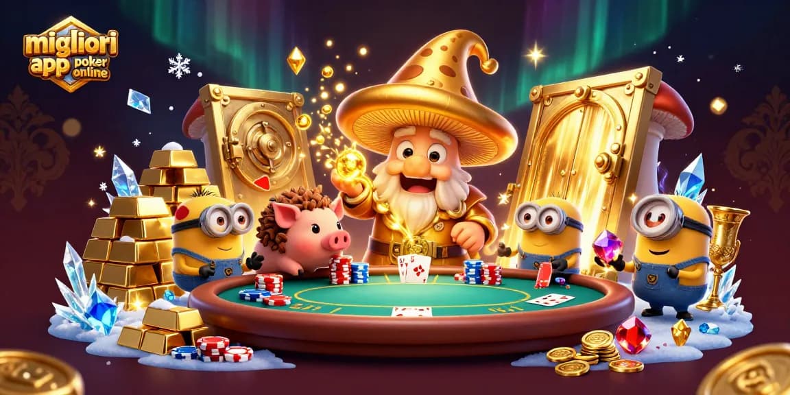 Gioca alle migliori app poker online con un tavolo ricco di emozioni e tesori d'oro.