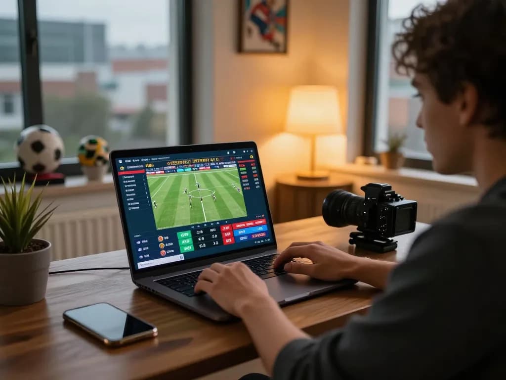 Cakhiatv user placing bets on live football matches in a cozy online gaming setup.