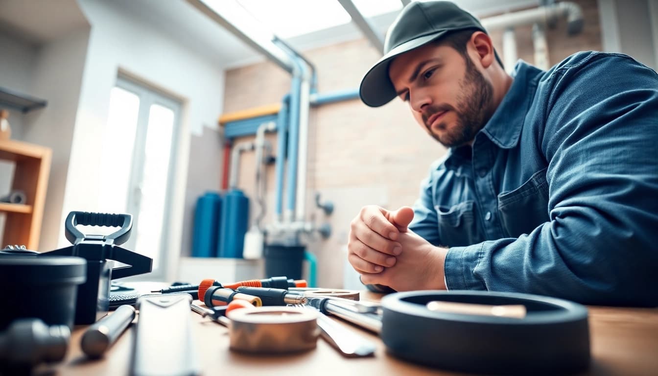 Showcasing whole house repiping services Clearwater FL with a skilled plumber examining modern piping.