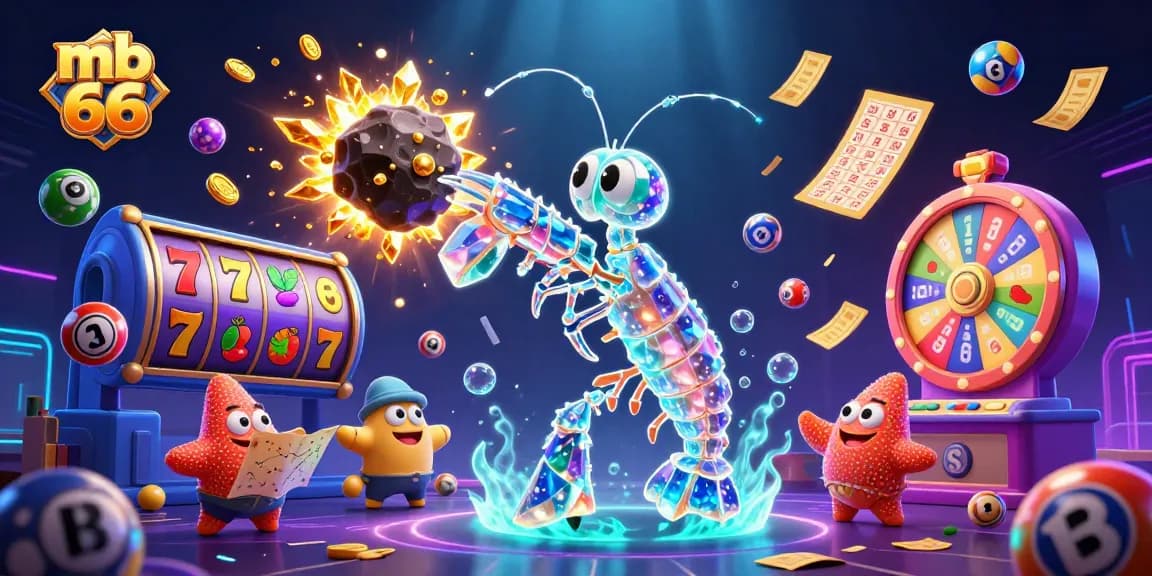 Engage with mb 66 slots as a galactic mantis shrimp battles for golden gems in an exciting casino scene.