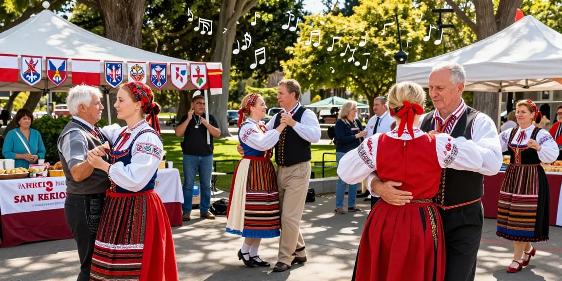 Polish community event in San Francisco at https://www.sfpol.com/ showcasing traditional dance and food.
