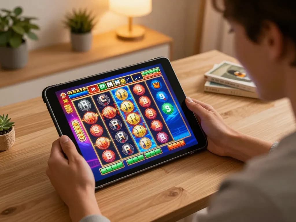 Player celebrating a big win on slot gacor gampang menang while gaming on a tablet at home