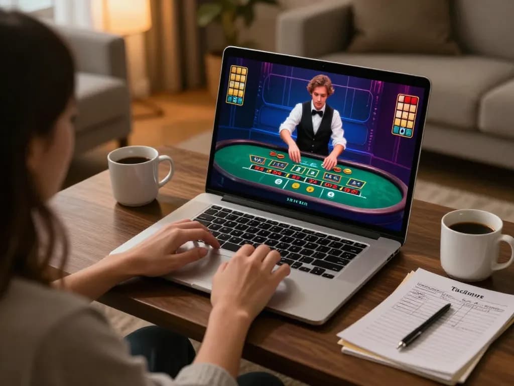 Player enjoying a live dealer game on LC88, demonstrating strategic gameplay in a cozy environment