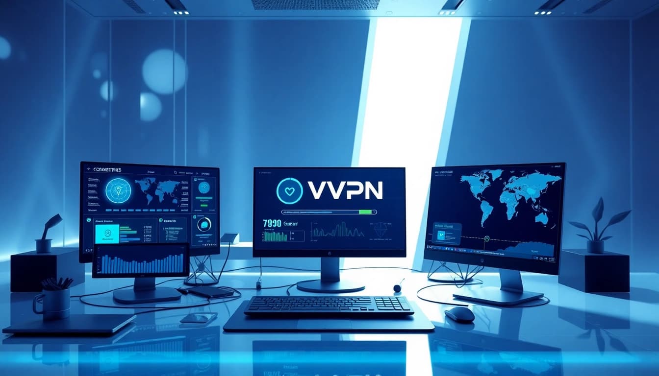 快连VPN 数字工作区，展示高速安全连接与全球服务器访问。