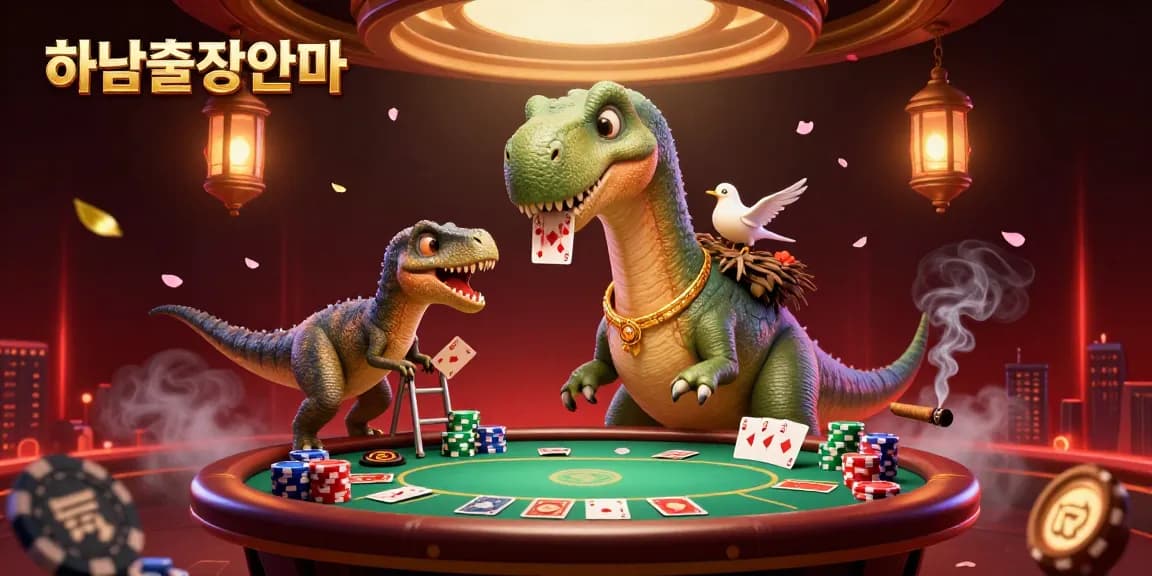 Playing the high-stakes 하남출장안마 poker game with a unique dinosaur twist.