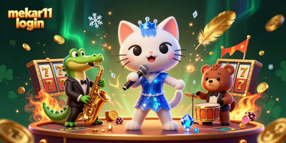 Experience the magic of mekar11 login with animated characters and vibrant casino elements.
