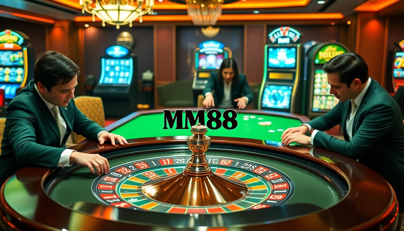Experience the thrill of MM88 at a luxurious casino table with exciting poker action.