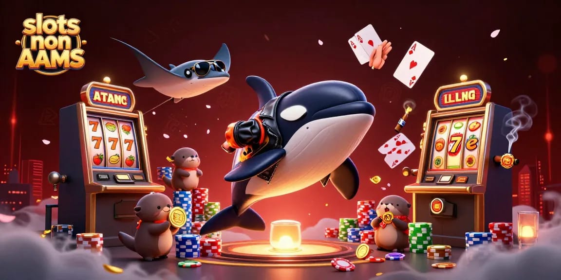 Scena coinvolgente con slot non AAMS che presenta un'orca, una razza e lontre in un ambiente da casinò