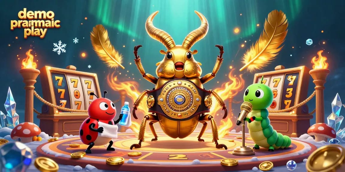 Play demo pragmatic play with engaging slot reels and vibrant characters in a dynamic casino scene.