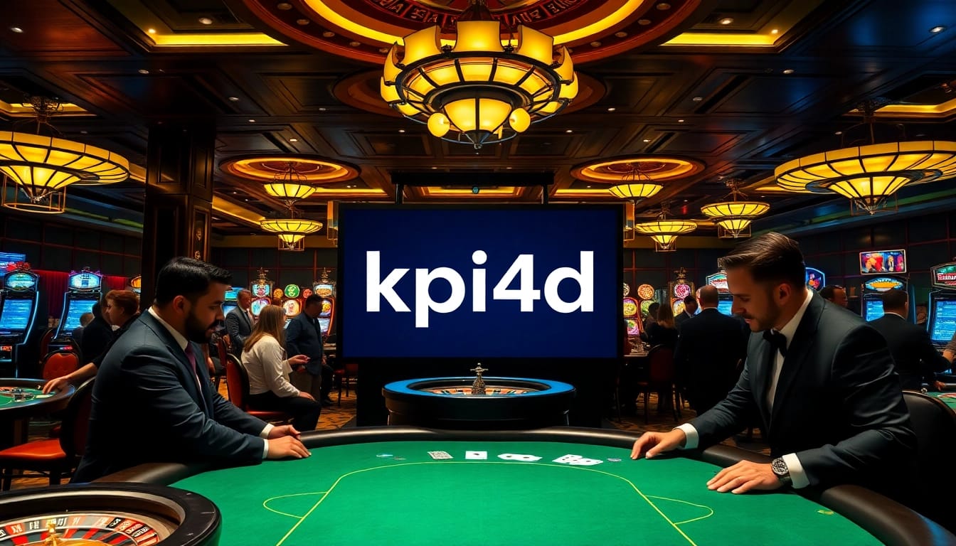 Experience the thrill of KPI4D at a vibrant casino with tables, chips, and players.