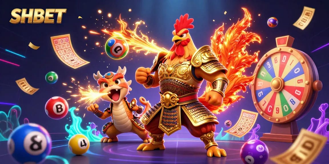 Experience exciting gaming at SHBET with vibrant 3D characters and dynamic casino elements.