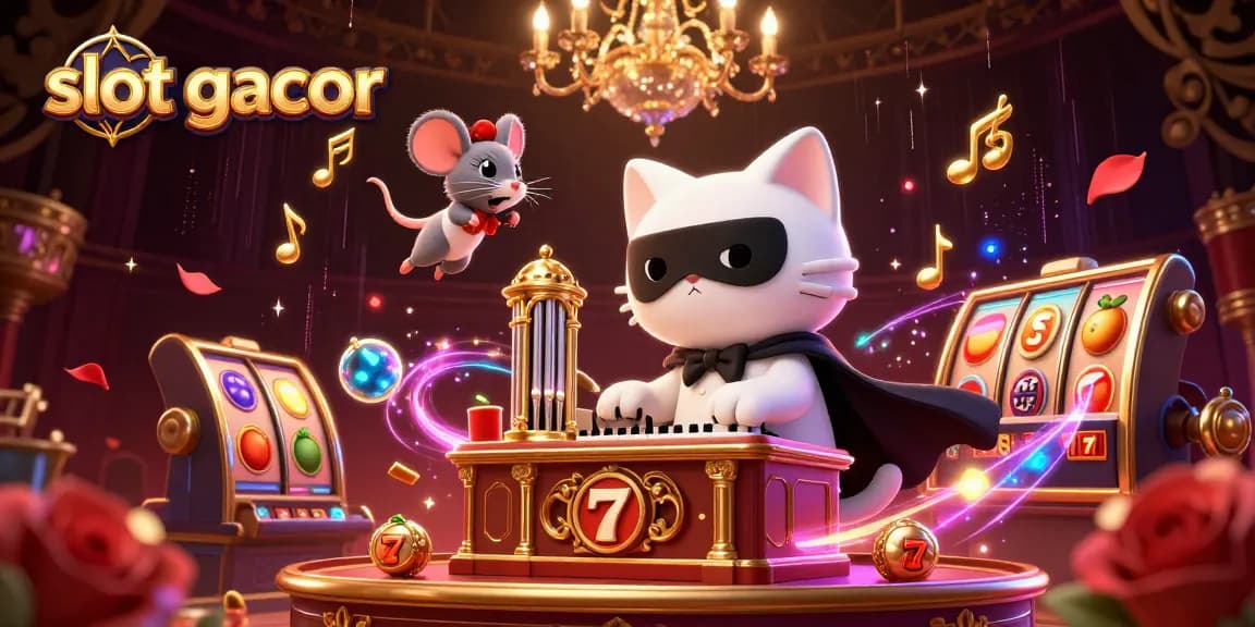Slot gacor memberikan kesan mendalam melalui ilustrasi dinamis dari mesin slot dan simbol keberuntungan.