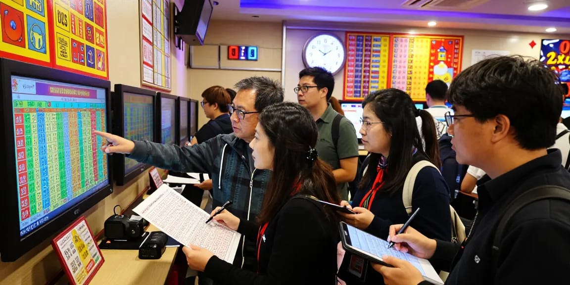 Analisis angka untung dalam prediksi Togel Macau di pusat perjudian malam yang ramai.