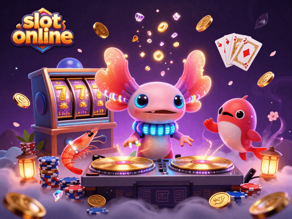 Spin the slot online reels with vibrant casino characters amidst a dynamic treasure scene.