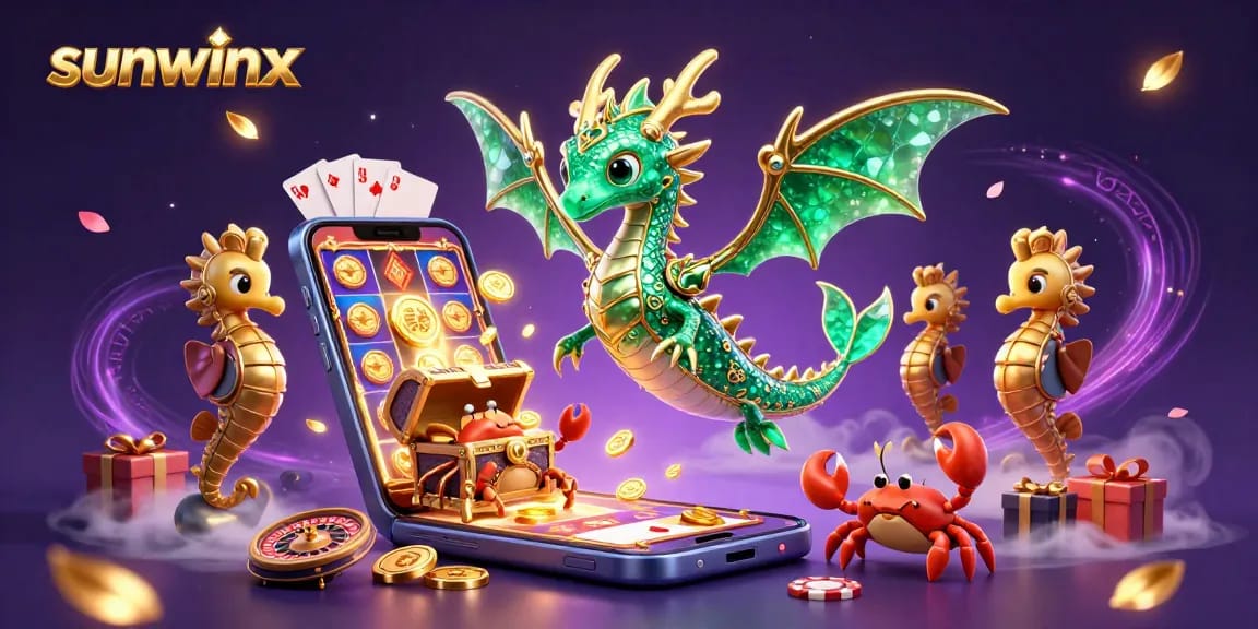 Engaging sea dragon and royal seahorse guard in a vibrant sunwinx casino scene with slot game elements.