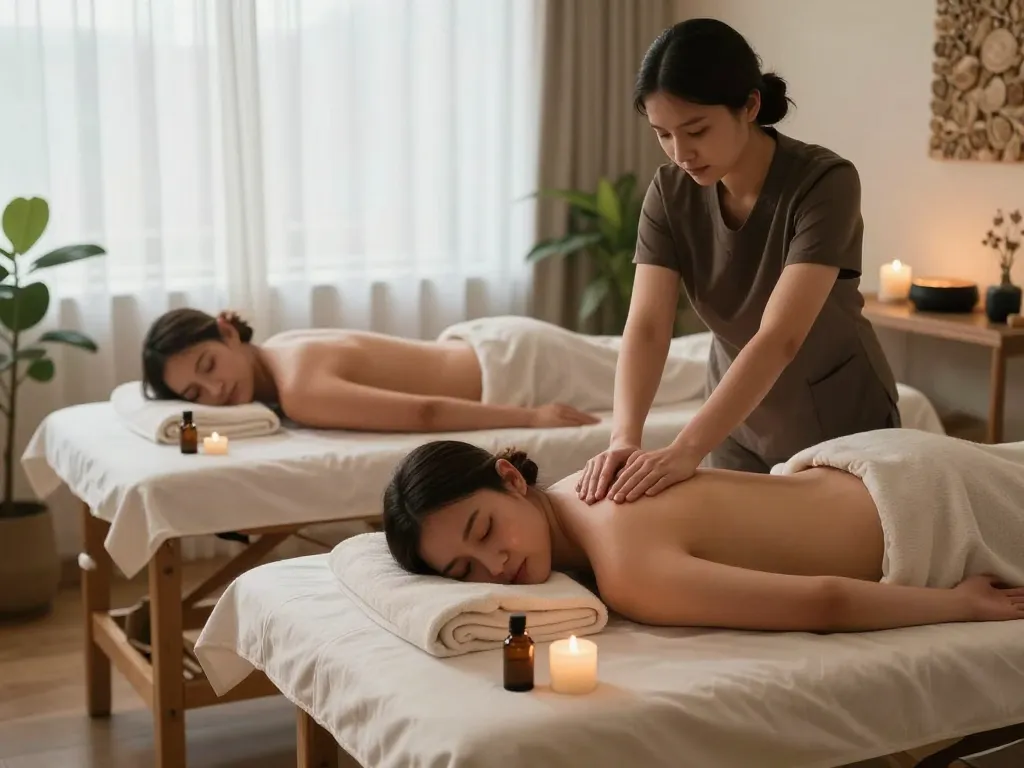 Inviting 신사동마사지 therapy scene showcasing relaxation and wellness.