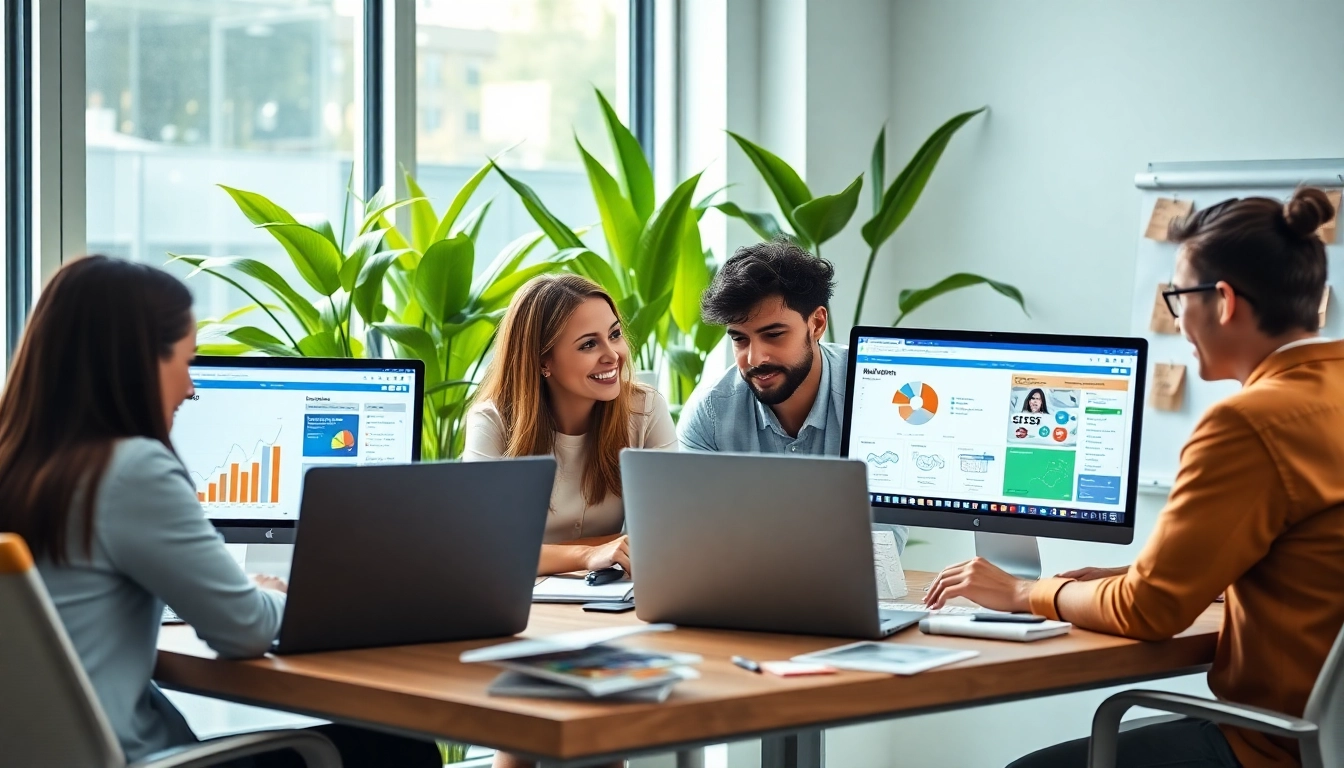Agencia HubSpot professionals collaborating in a modern office environment.