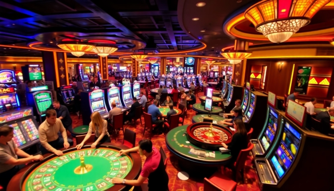 Vibrant casino scene featuring poker chips, roulette wheels, and the energy of KJC AC 3 gaming.